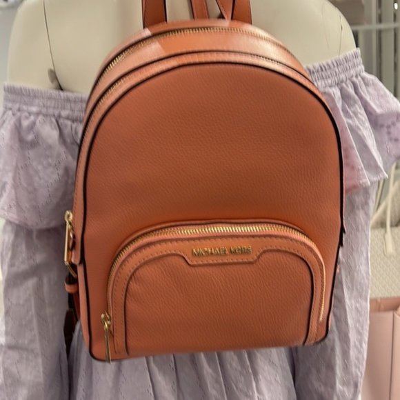 Michael Kors Jaycee Medium Zip PKT Backpack Sherbert Leather - Picture 7 of 13
